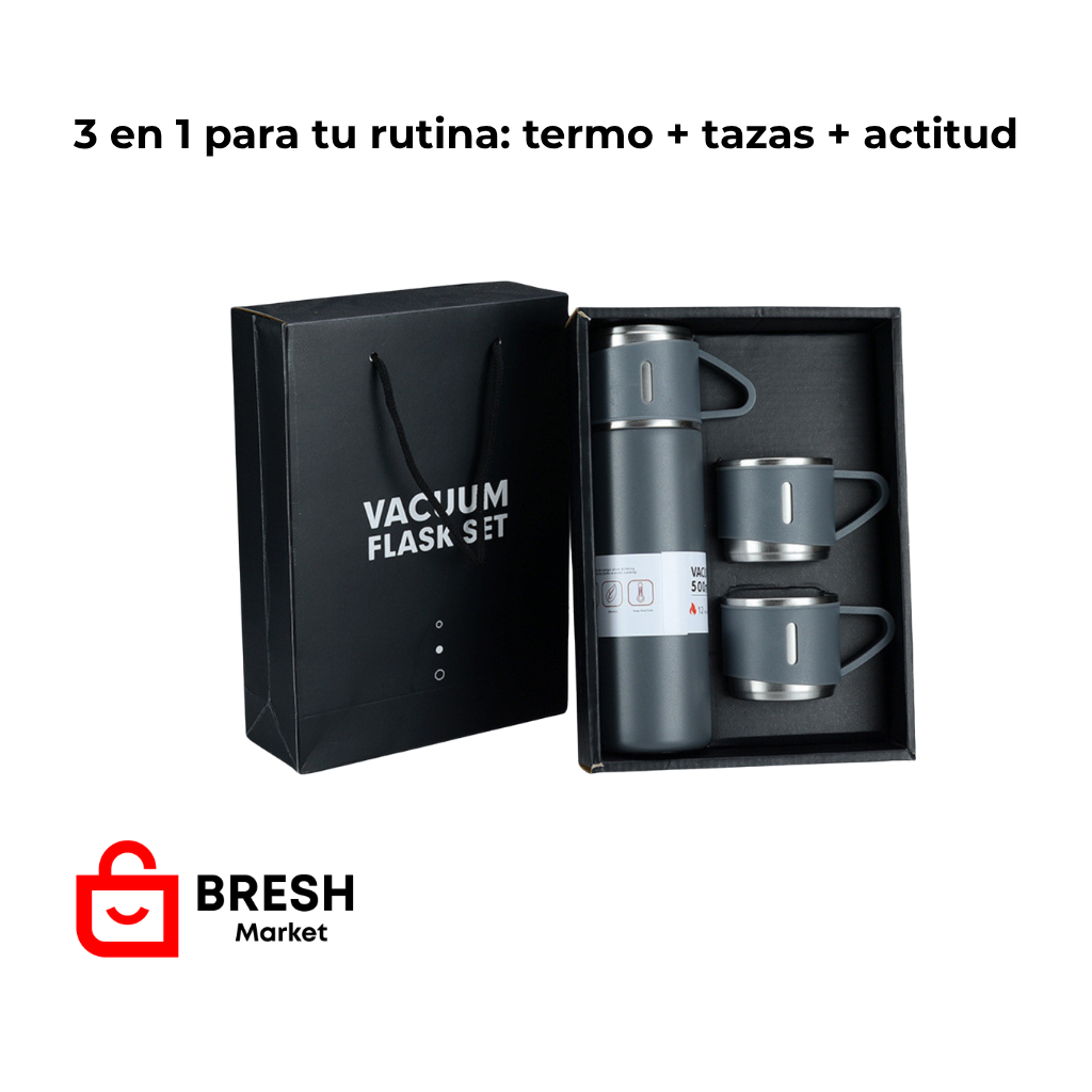 Termo Acero Inox 500 ml + 3 Tazas