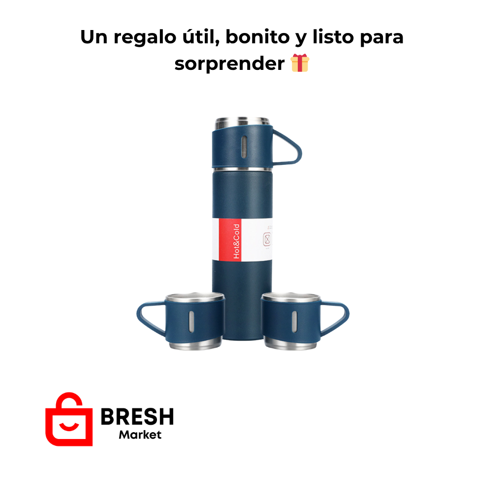 Termo Acero Inox 500 ml + 3 Tazas